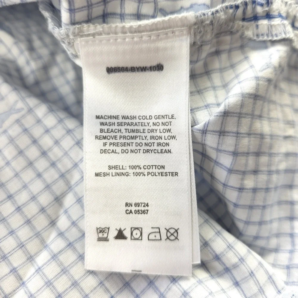 Columbia Pfg Shirt XL Shark Print Blue Check Vented Short Sleeve Fishing Button - Picture 6 of 8